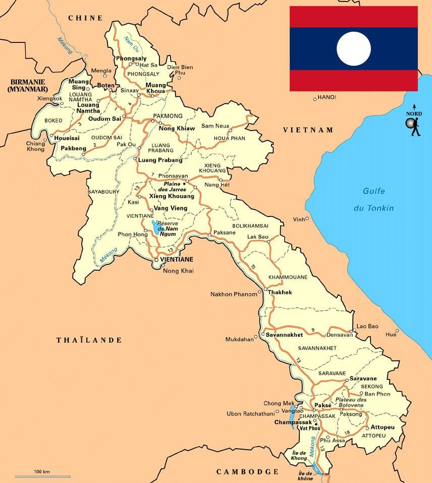Kaart van die suide van laos
