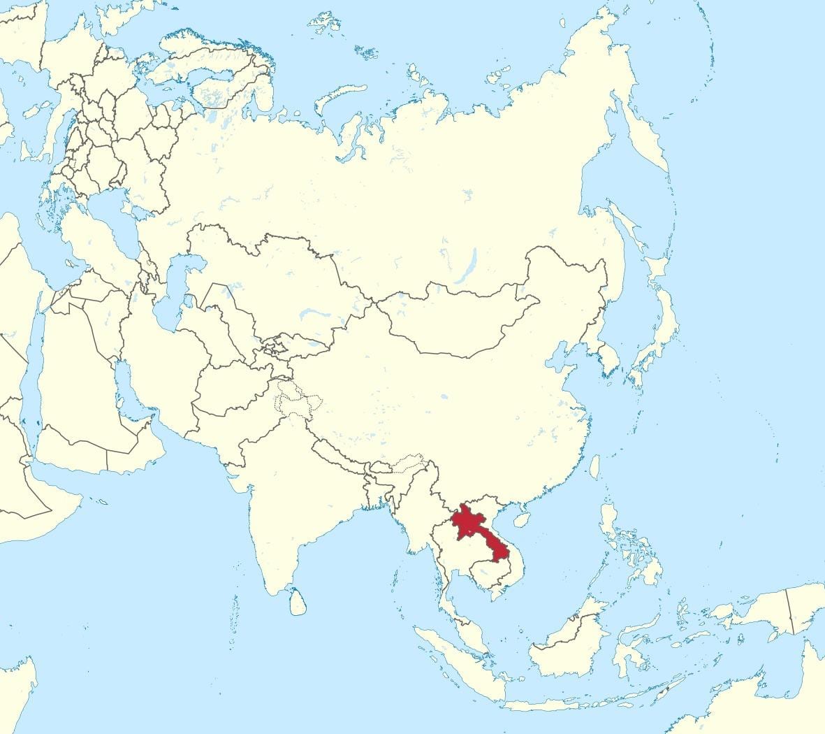 Kaart van laos-asië