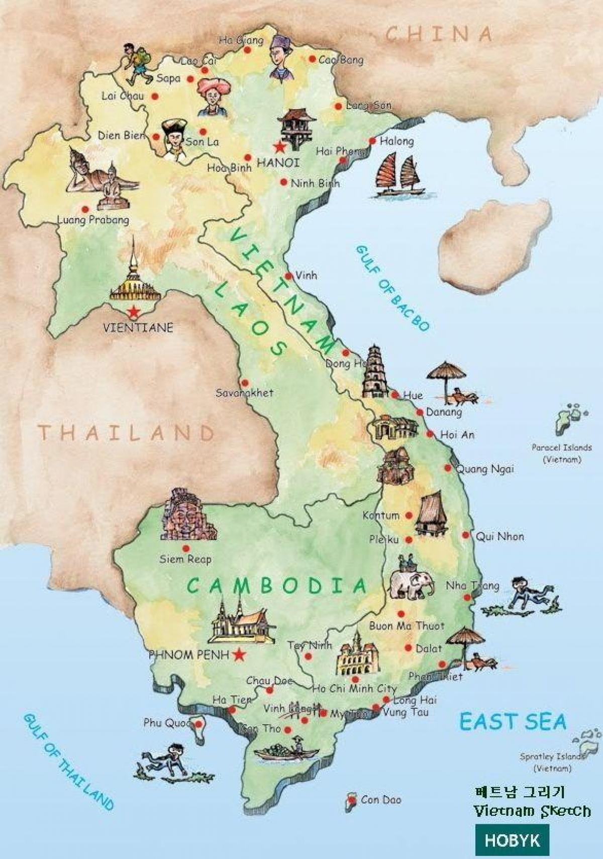 laos-aantreklikhede kaart