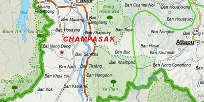 Kaart van champasak laos