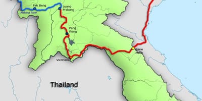 Mekong-rivier in laos kaart